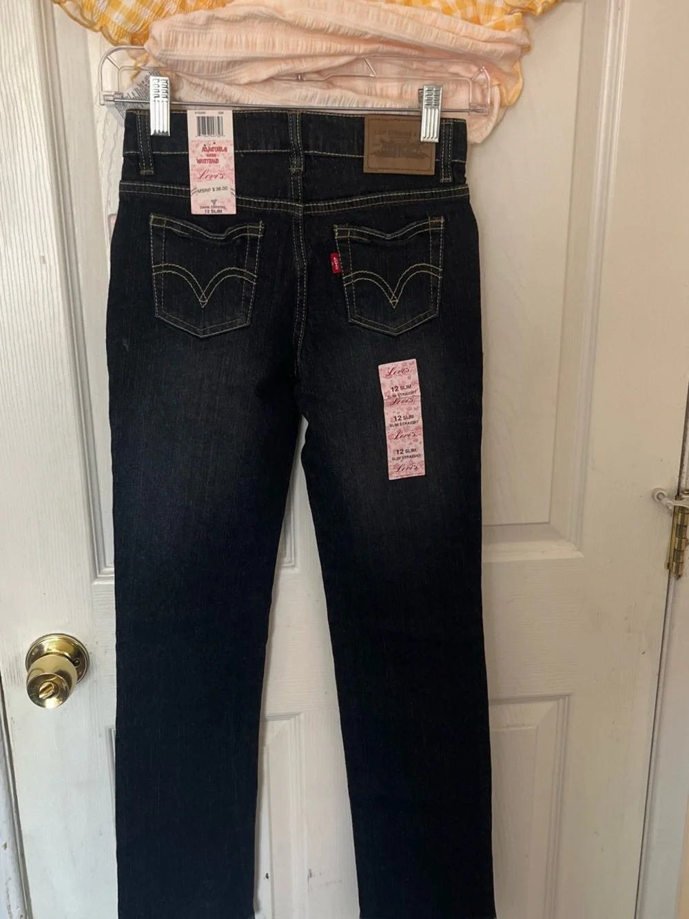 Levi's Dark Blue Jeans with Yellow Gingham Top